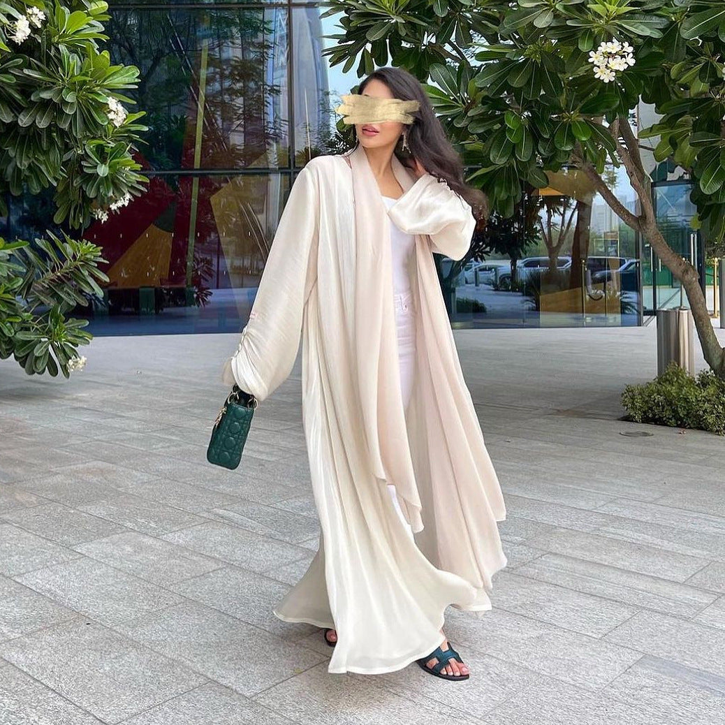 Muslim Robe Dubai Outerwear Bright Silk Dress