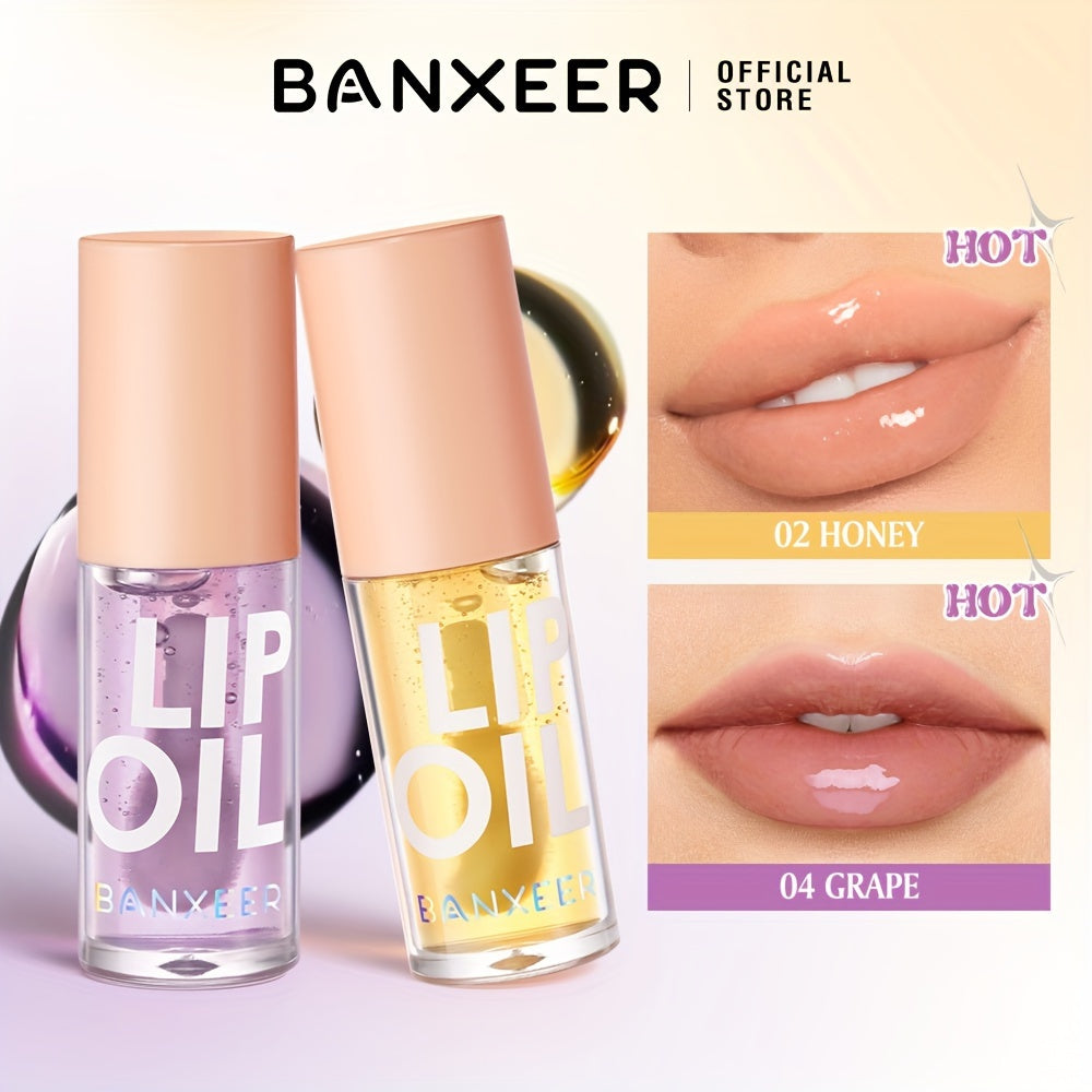 BANXEER Lip Oil Highly Moisturizing, Enriched with Plant Squalane, Nourishing, Lightweight, Non-Greasy, Reduces Lip Wrinkles Creates Plump Lips