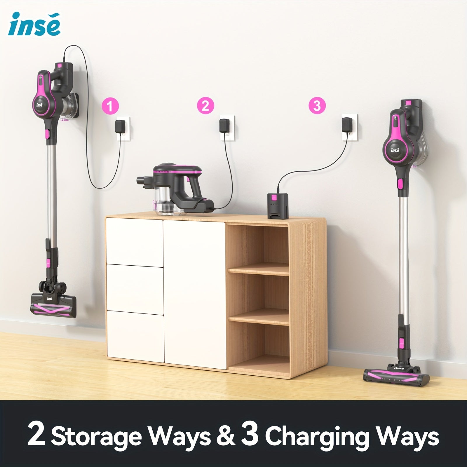 INSE N520 Cordless Vacuum Cleaner, 6 In 1 Rechargeable Powerful Lightweight Stick Vacuum With 2200 MAh Battery