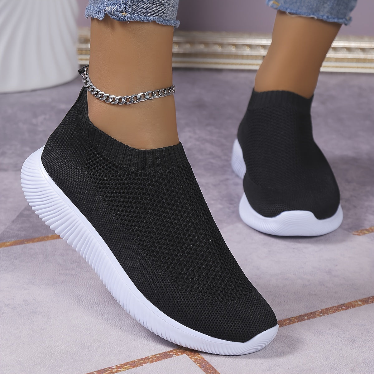 Women's Breathable Slip-On Sneakers - Lightweight, Comfortable Casual Shoes With Soft Eva Sole