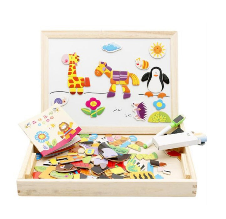 Multifunktionales magnetisches Kinder-Puzzle, Zeichenbrett, Lernspielzeug, Lernen, Holzpuzzles, Spielzeug für Kinder, Geschenk