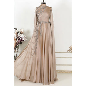 Champagne Muslim Evening Dress Formal Party