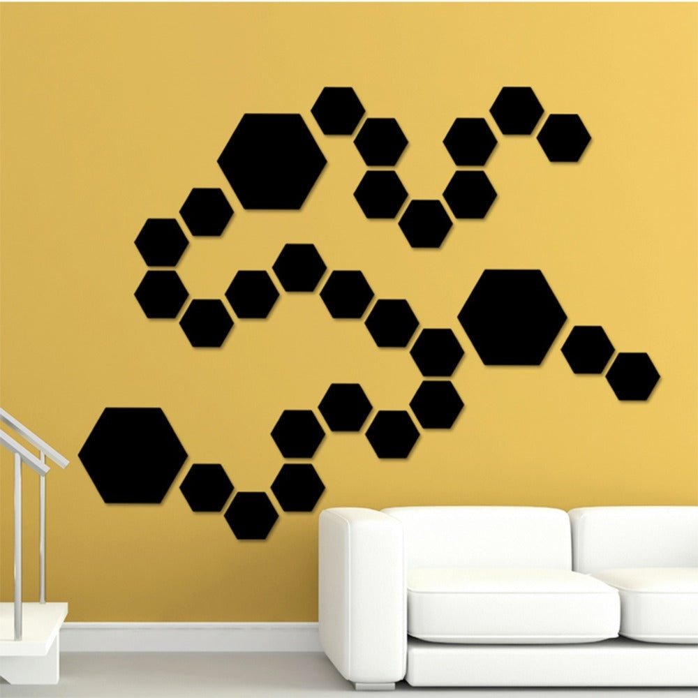 Hexagonal Mirror Acrylic Wall Sticker Background Wall Crystal Stereo Mirror Sticker