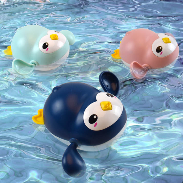 Baby Badespielzeug Kawaii Schwimmpinguin Badepoolspielzeug Niedliches Aufziehbares kleines Pinguin-Badespielzeug-Set Baby Montessori Lernspielzeug