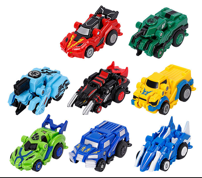 Creative Jumping Warrior Deformation Battle Toy Car Bounce Transformation Robot New Anime PVC Action Figures Boys Toys Game Set