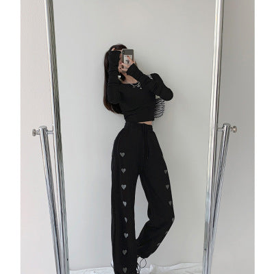 New Love High Waist Drawstring Pants Loose Drawstring