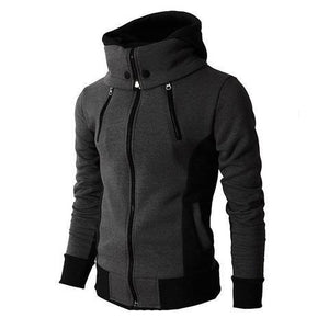 Herren Zip UP Kapuzenjacke Fake Zweiteilige Sport Strickjacke Lässige Slim Sweatshirt Jacke