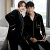 Couple Pajamas Women's Spring And Autumn Men's Long-sleeved Red Gold Velvet Home Wear