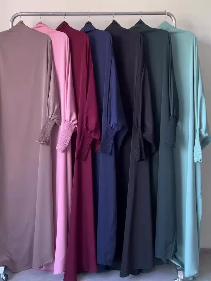 Solid Color Hooded Modest Dress, Elegant Batwing Sleeve Loose Fit Maxi Dress, Women's Clothing