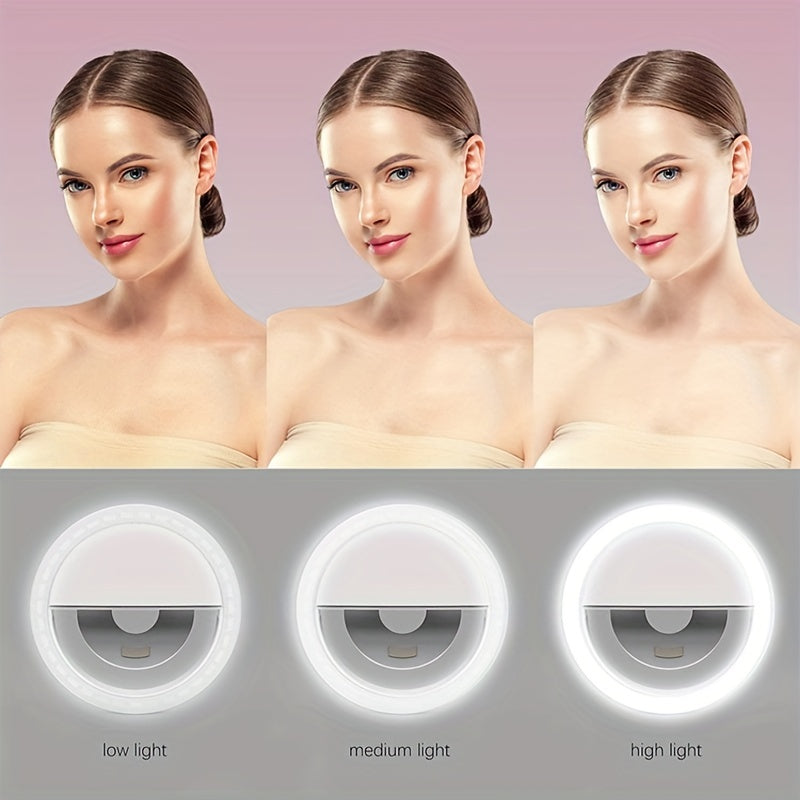 Good Quality LED Selfie Ring Light Battery Rechargeable Ring Lamp For Smart Phone Computer Makeup Warm White Light