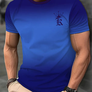 Casual Men's T-shirt Gradient Color 3D Short Sleeve Top