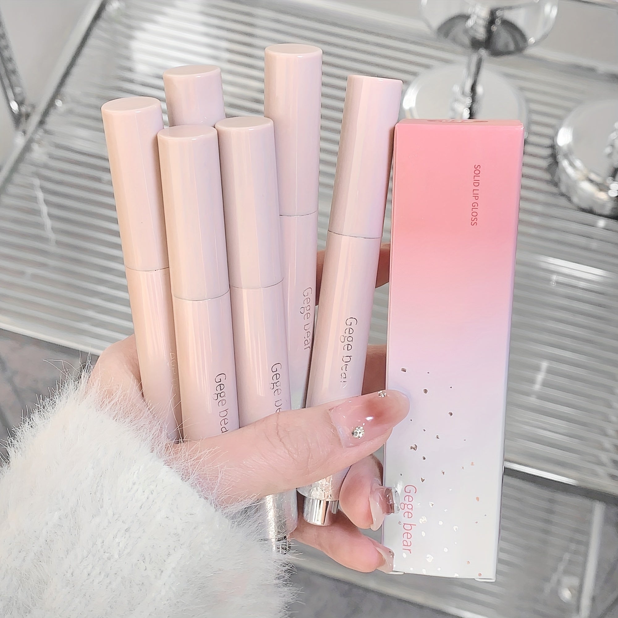 Clear Rotating Tinted Lip Balm, Solid Lipstick Moisturizing Nourishing, For Water Light Mirror Glass Feeing Lip, Can't Rotate Back After Rotating