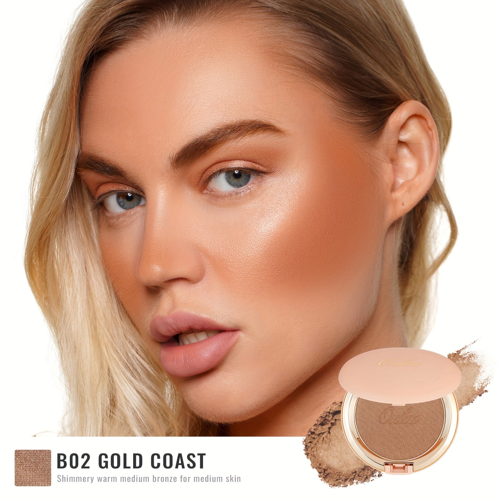 Oulac Matte Bronzer Powder Face Makeup with Mirror - Natural SunKissed Bronzer Look,