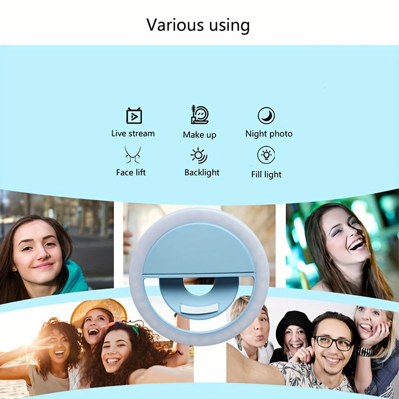 Good Quality LED Selfie Ring Light Battery Rechargeable Ring Lamp For Smart Phone Computer Makeup Warm White Light