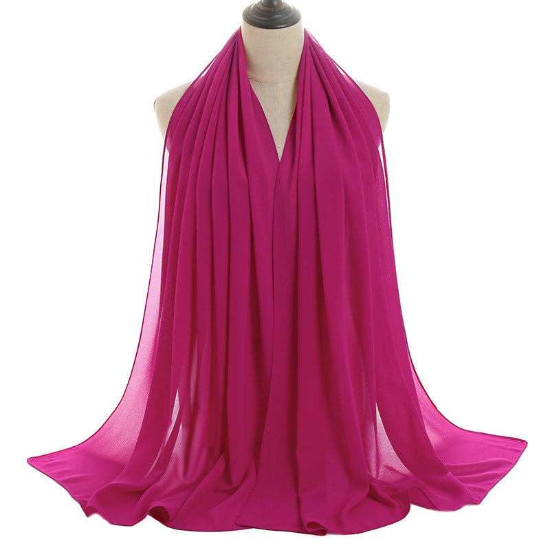 70x180cmEinfarbiger Hijab-Schal aus Chiffon mit Perlen