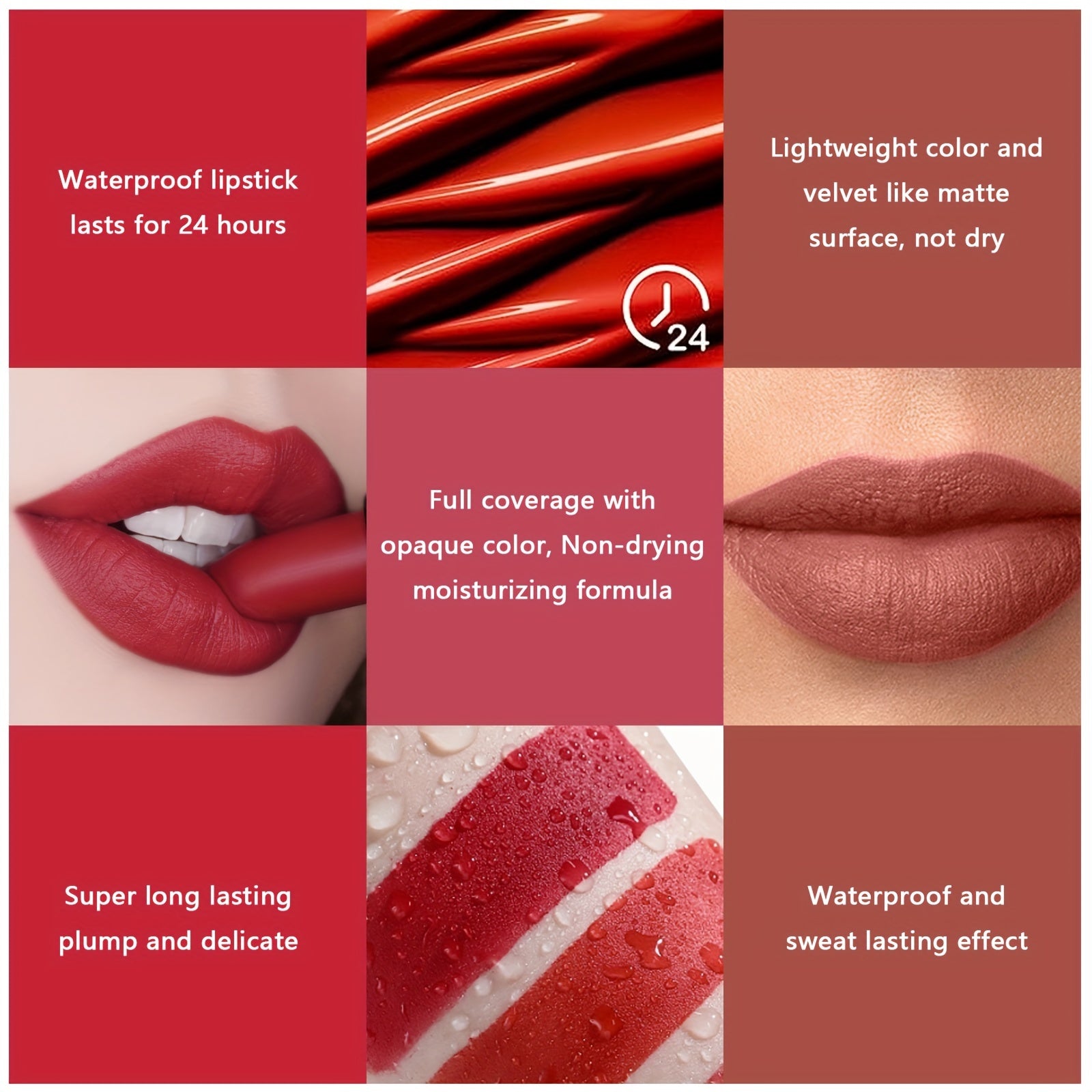 Popular Matte Lipstick Gift Set With 6 Colors Waterproof And Non-sticky Cup Nude Red Tone Daily Makeup Gifts For Women