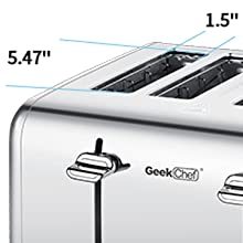 Prohibit Shelves In The Amazon. Toaster 4 Slice, Geek Chef Stainless Steel Extra-Wide Slot Toaster With Dual Control Panels Of Bagel,Defrost,Cancel Function