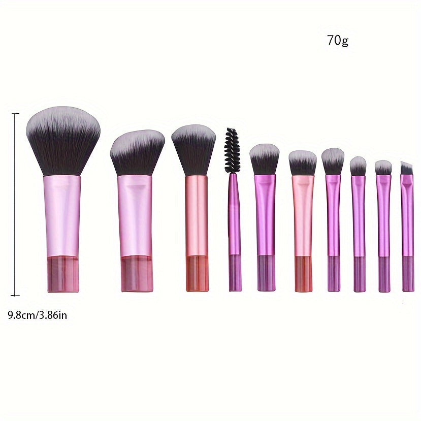 10-Piece Mini Travel Makeup Brush Set - Sleek & Minimalist Design with Portable Storage Bag, High-Quality Cosmetic Brushes for Versatile Makeup Application, Ideal Travel Essentials for Beauty Enthusiasts