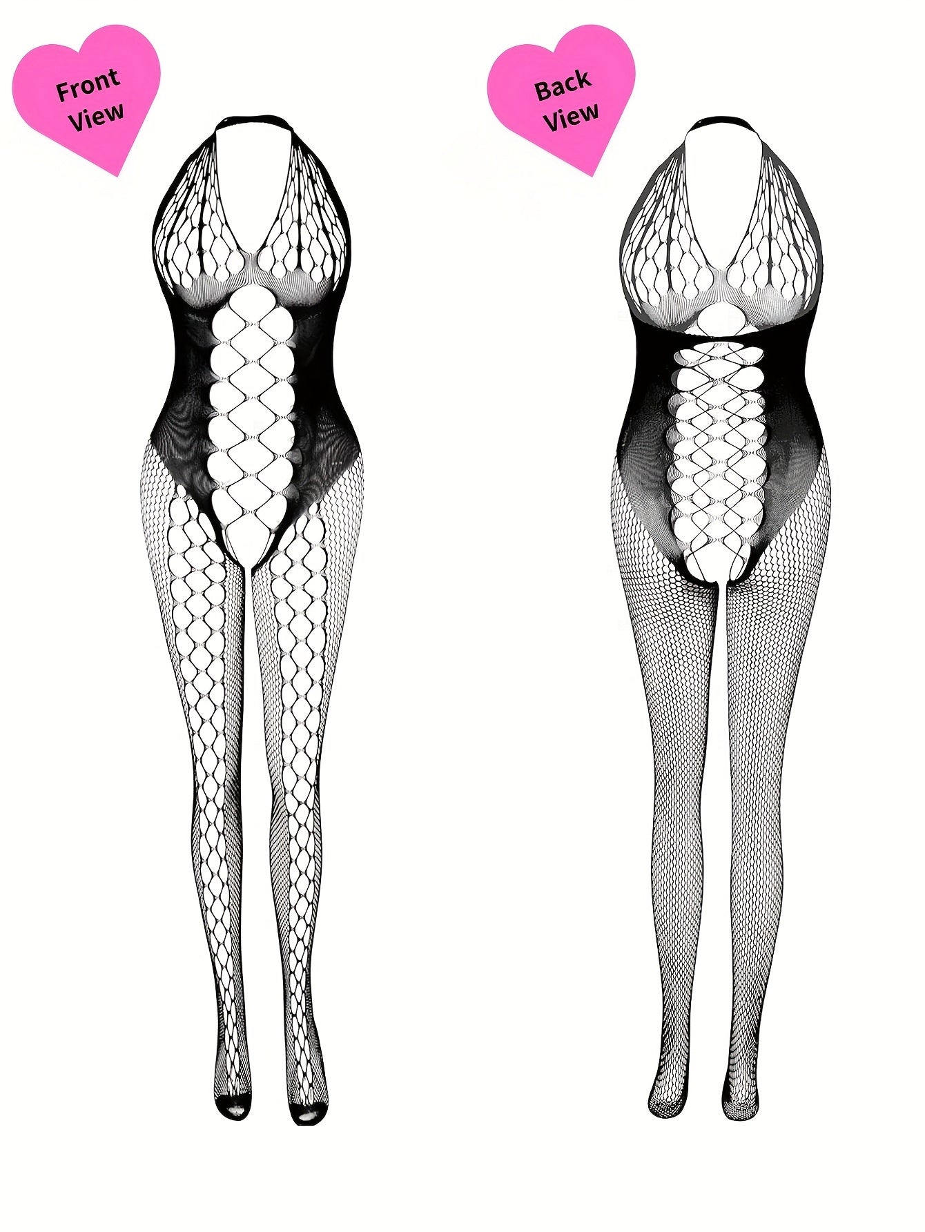 4pcs Women's Plus Sexy Lingerie Bodystockings, Plus Size Lace Fishnet Hollow Out Stretchy Open Crotch Nightwear Bodysuit For Romantic Date Wearing