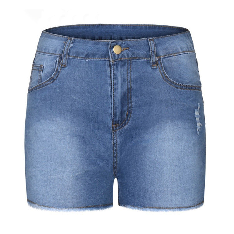 Women's Stretch Slim Fit Ripped Tassel Denim Shorts