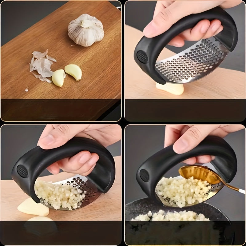 1pc, Garlic Press, Stainless Steel Garlic Press, Rocker Metal Garlic Mincer, Washable Garlic Crusher