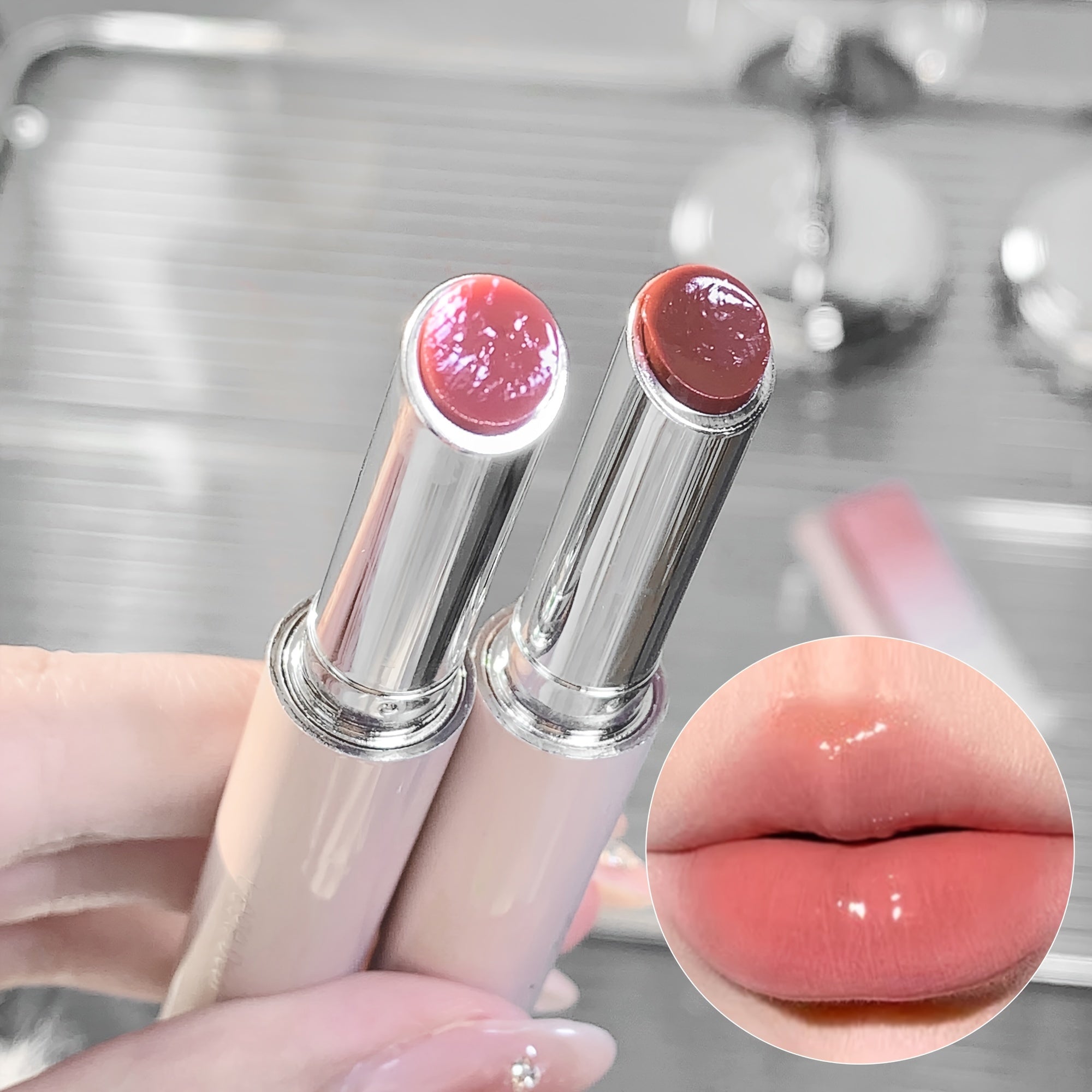 Clear Rotating Tinted Lip Balm, Solid Lipstick Moisturizing Nourishing, For Water Light Mirror Glass Feeing Lip, Can't Rotate Back After Rotating