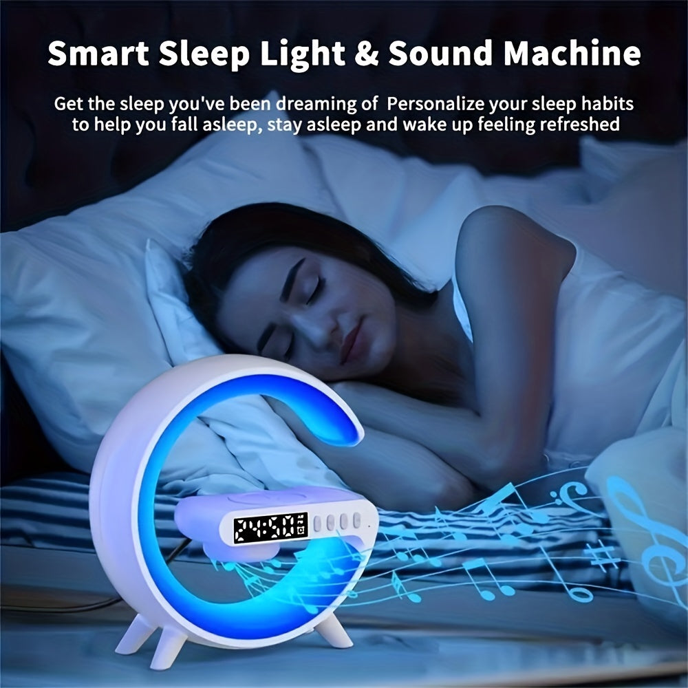 Wireless Speakers With Wireless Fast Charging, Rhythm RGB Light, Bar Smart Light, Sunrise Alarm Clock, Wake Up Light For Bedrooms, Dimmable Table Lamp.