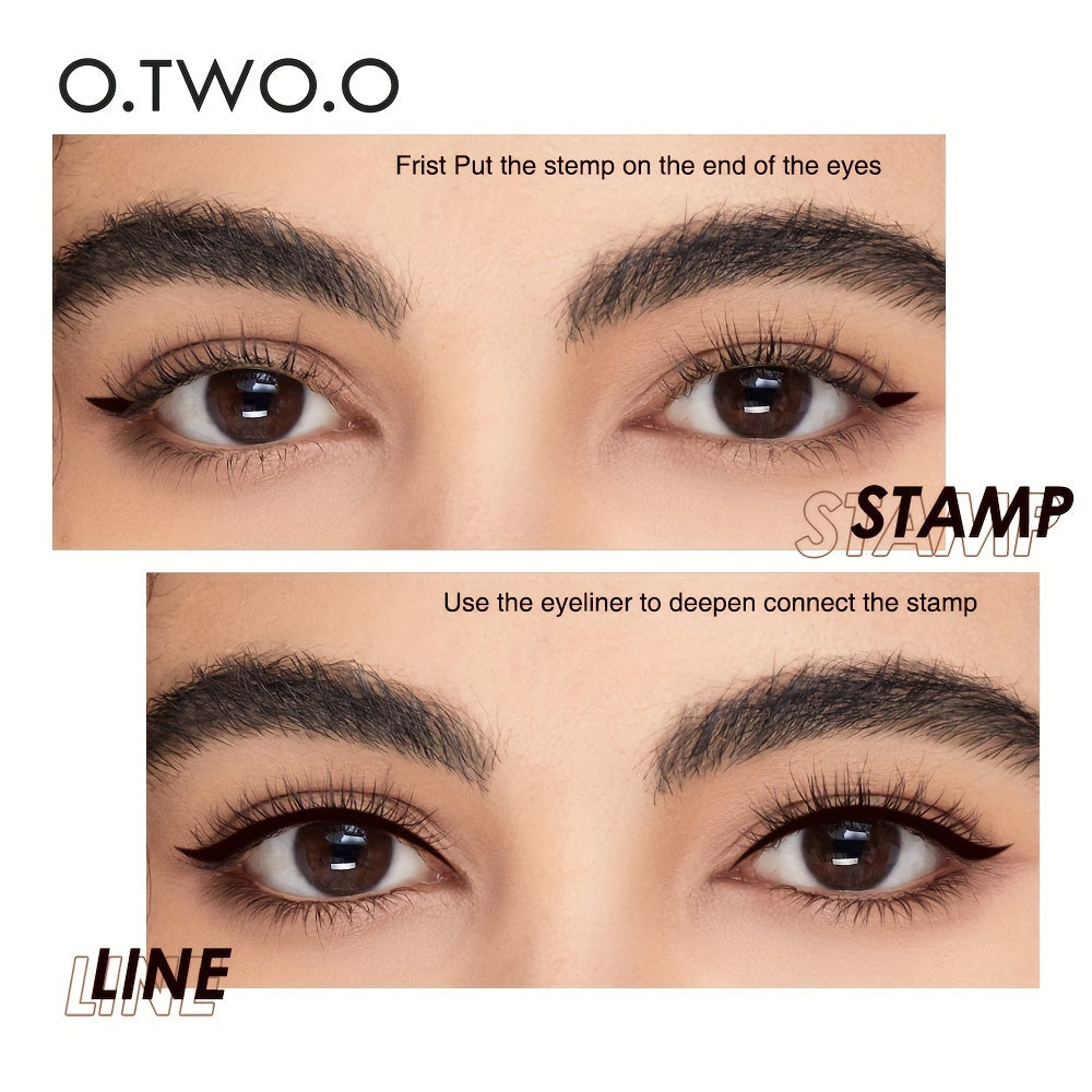 O.TWO.O Winged Eyeliner Stamp Waterproof Makeup Smudge-Proof Wing Eyeliner Black 2-in-1 Liquid Magic Cat Eye Pencil