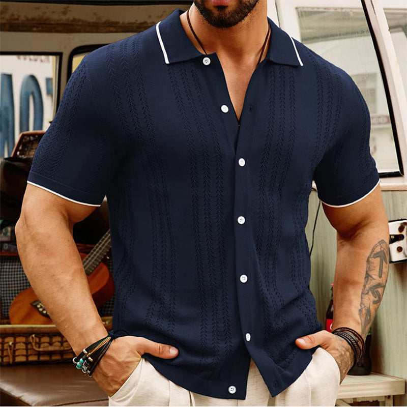 Short-sleeved Polo Shirt Summer Button Lapel Top Fashion Men's Clothing