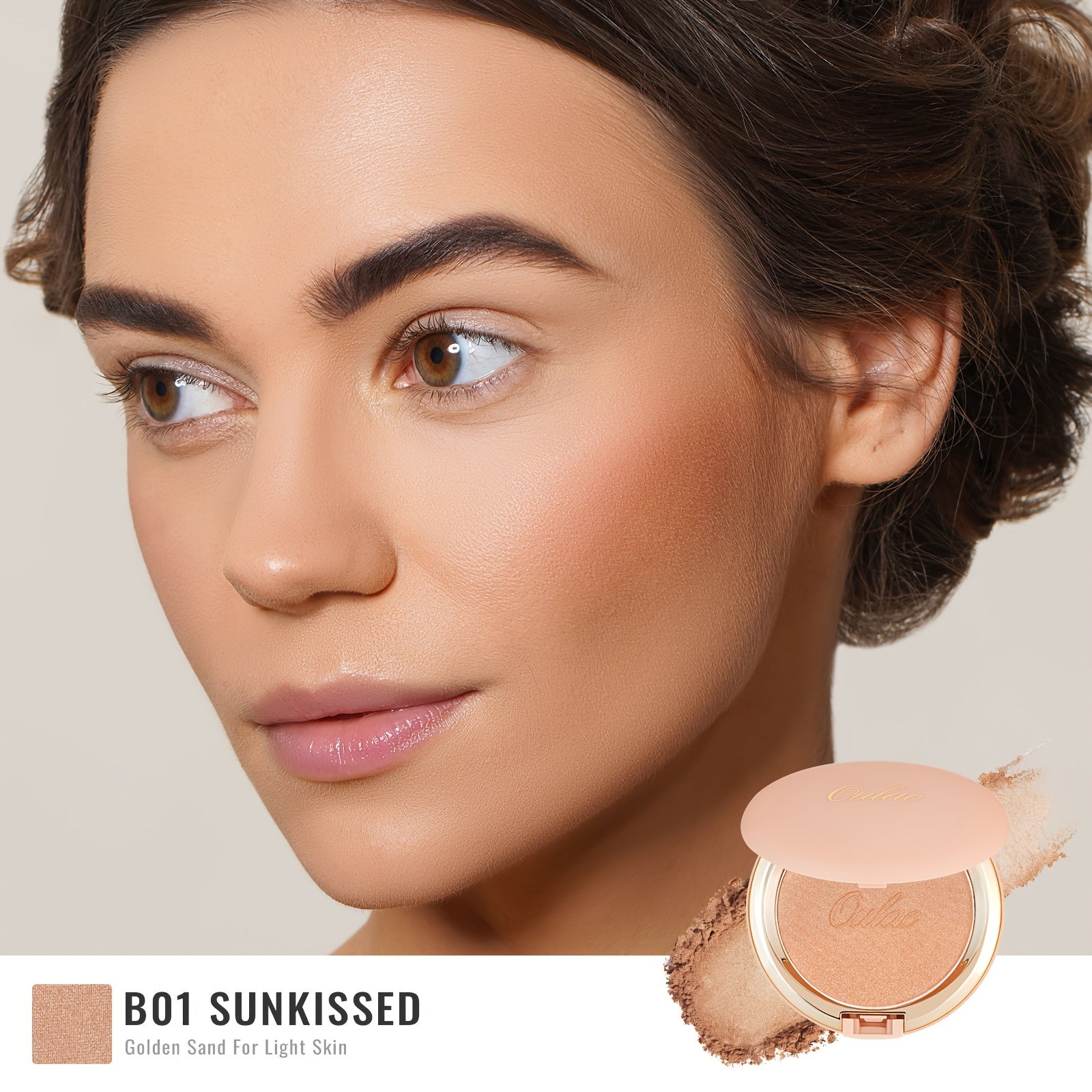 Oulac Matte Bronzer Powder Face Makeup with Mirror - Natural SunKissed Bronzer Look,