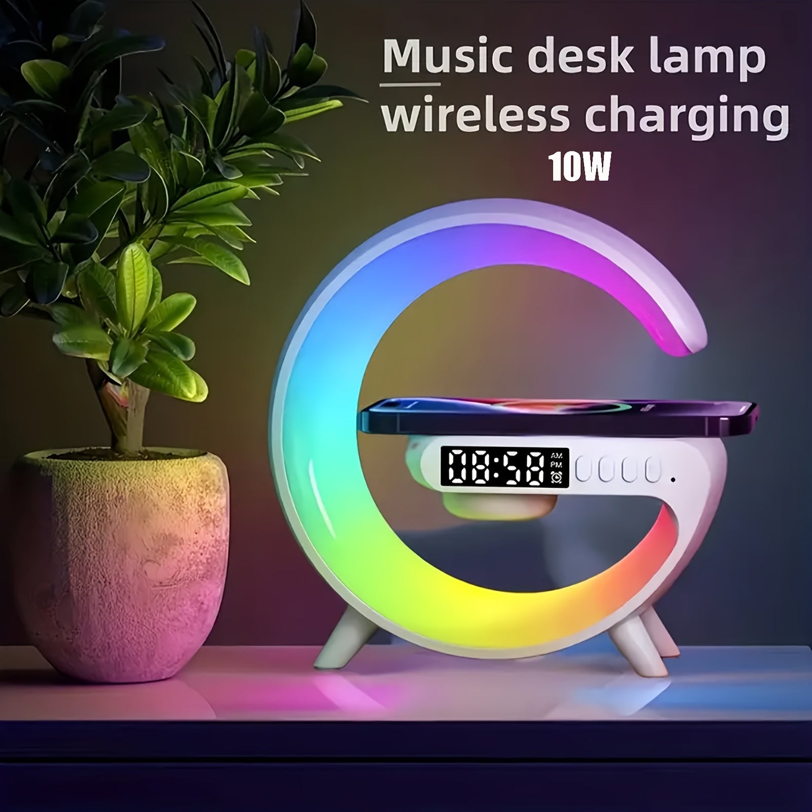 Wireless Speakers With Wireless Fast Charging, Rhythm RGB Light, Bar Smart Light, Sunrise Alarm Clock, Wake Up Light For Bedrooms, Dimmable Table Lamp.