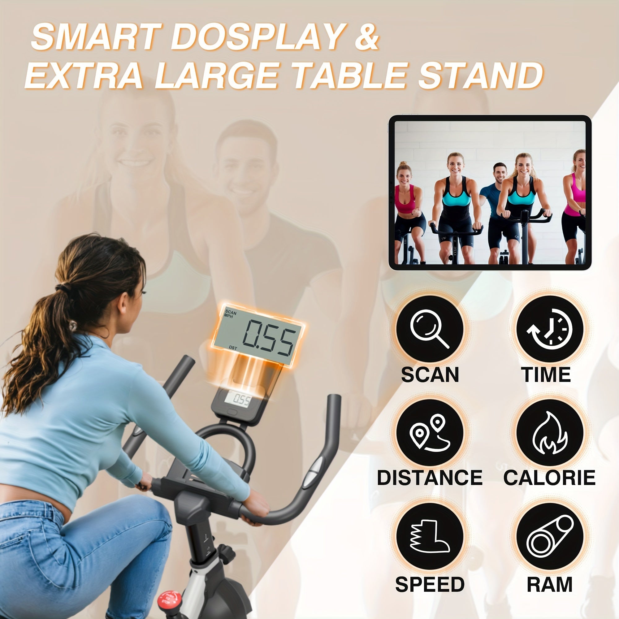 Exercise Bike, Cycling Bike with Magnetic Resistance, Fitness Cycle Bike with Digital Display & Ipad Mount, 350lbs Weight Capacity