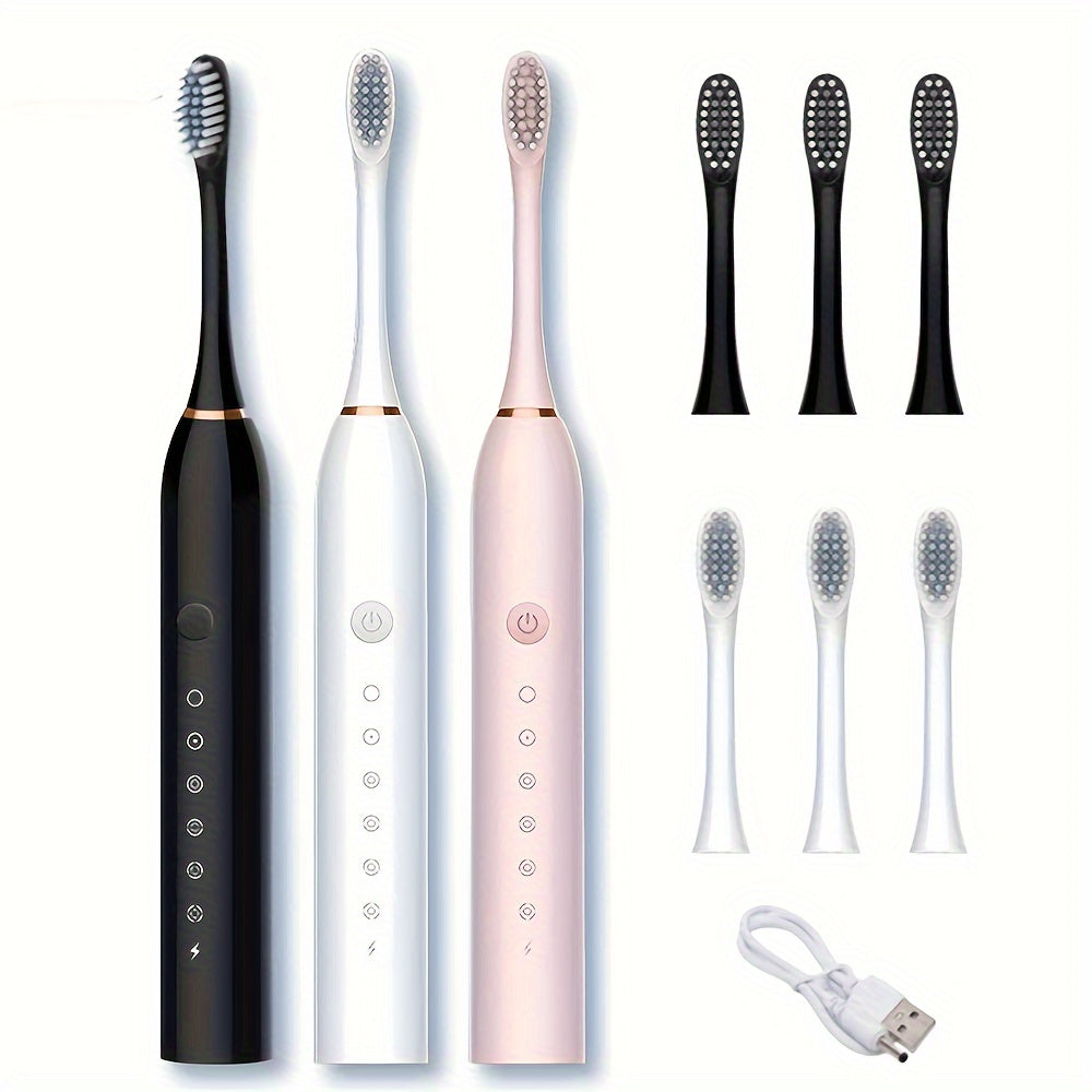 Electric Toothbrush With 6 Modes And A Smart Timer, Suitable For Both Men And Women, Rechargeable USB Electric Toothbrush, Oral Hygiene, 4/8 Replacement Heads, Sensitive Gums And Teeth Special Soft Toothbrush