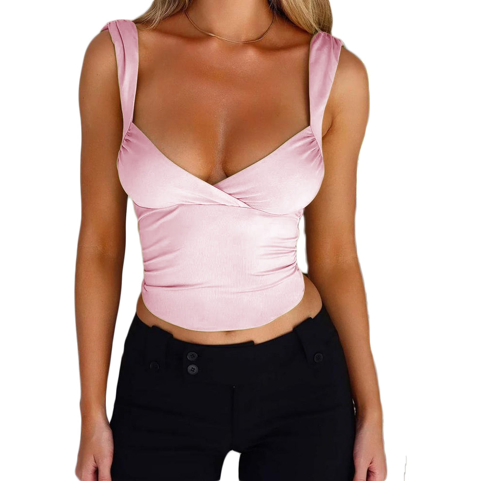 Women's Fashion Suspenders Top V-neck Backless T-shirt Vest