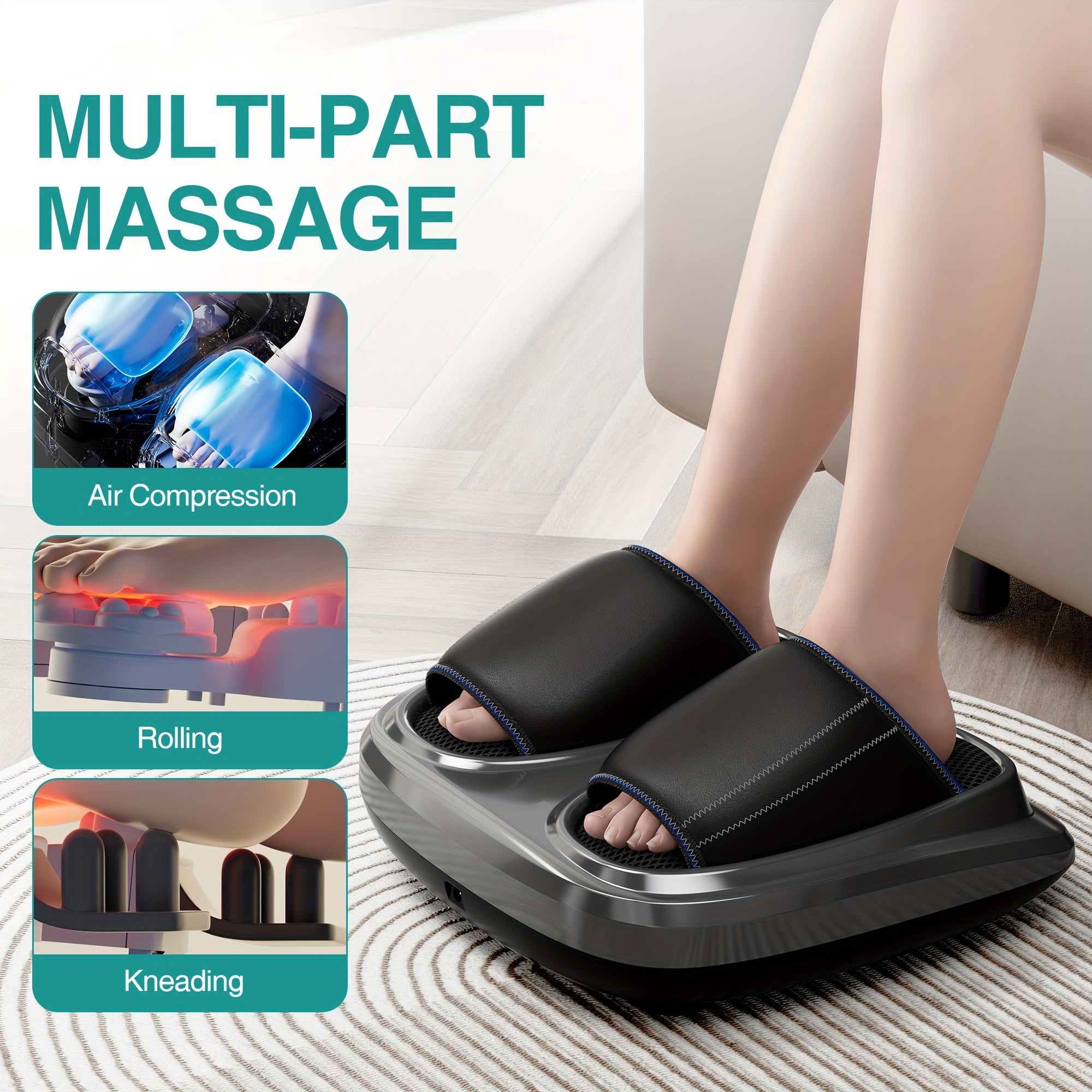 2023 3D Shiatsu Foot Massager for Circulation and Relax, Foot Massager Machine with Deep-Kneading and heat, help for Relax, Calf Massager, ideal gift for Mom Dad Friends Christmas