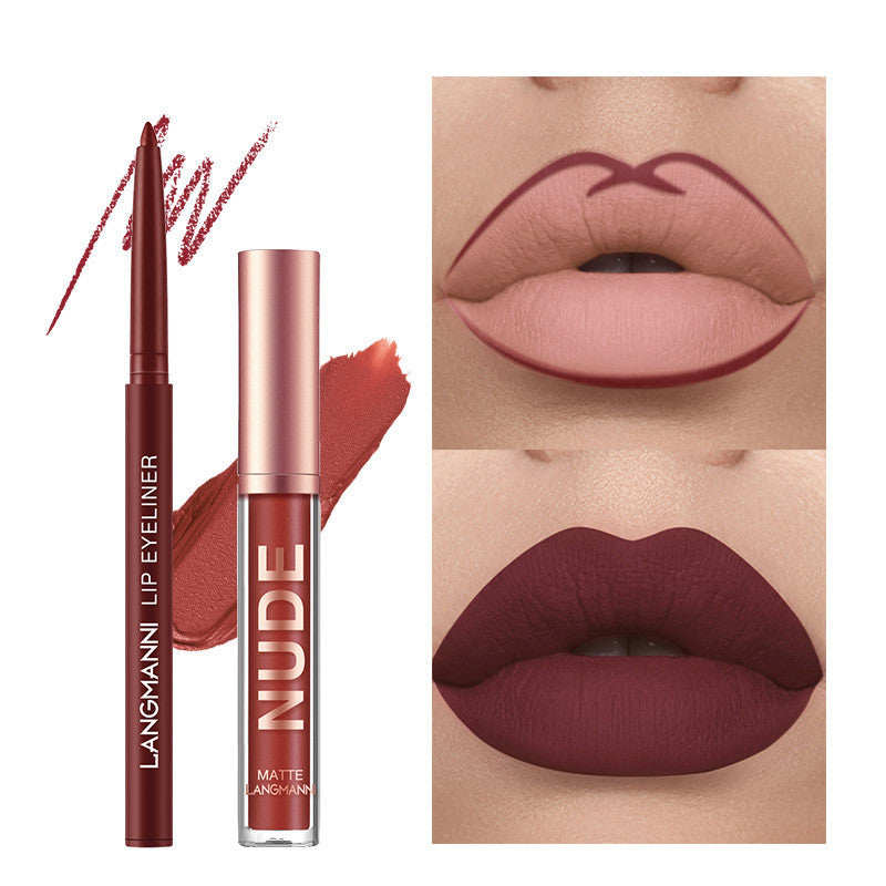 Lipliner und Lippenstift-Make-up, 12-teiliges Set, 6 matte Lippenstifte, 6 Lipliner-Stifte, wasserfest, langanhaltend, matter Lippenstift, Schönheitskosmetik, Make-up, Geschenk für Mädchen, Lippenstift-Set