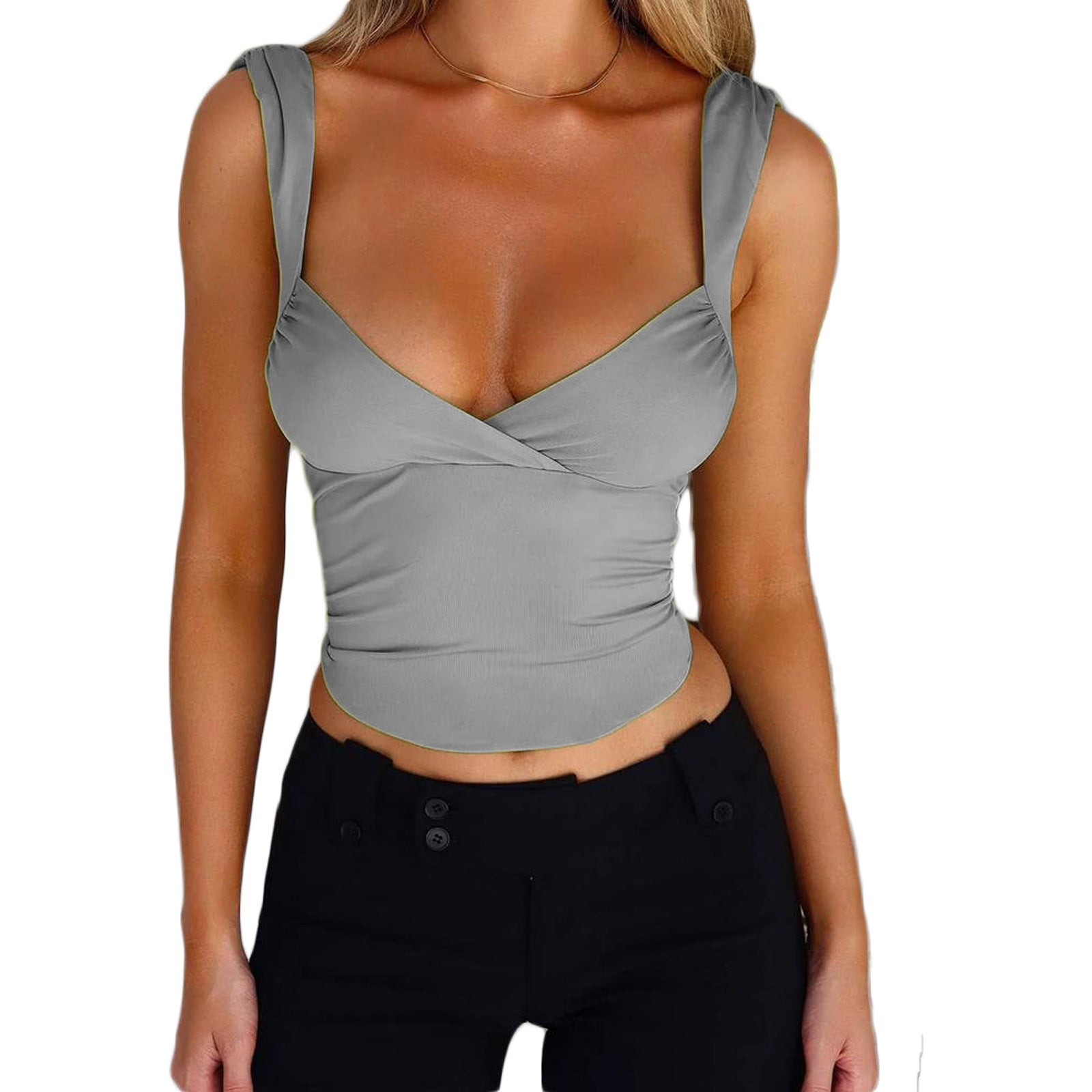 Women's Fashion Suspenders Top V-neck Backless T-shirt Vest