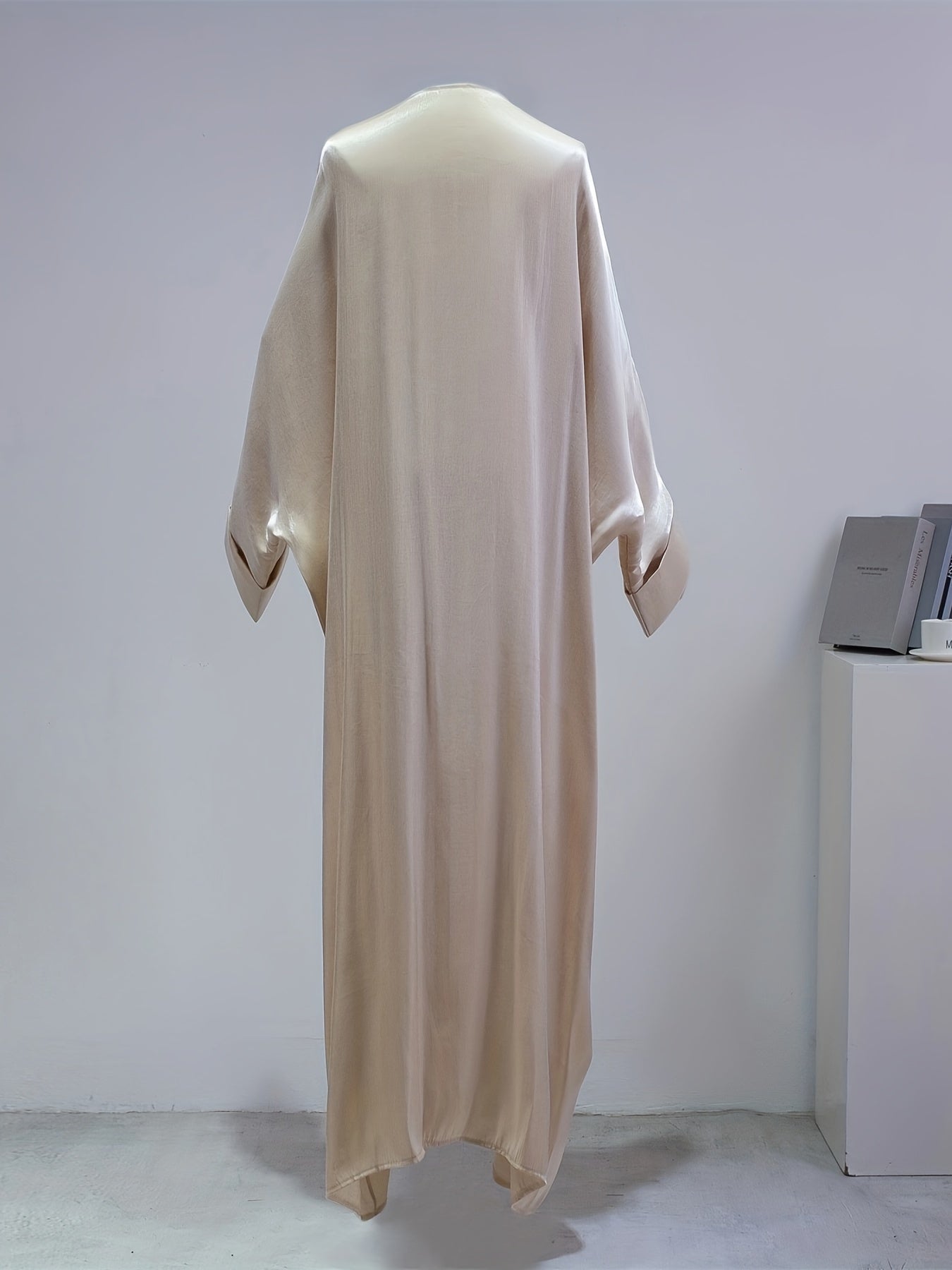 Long Batwing Sleeve Kaftan Dress, Elegant Open Front Maxi Length Loose Dress