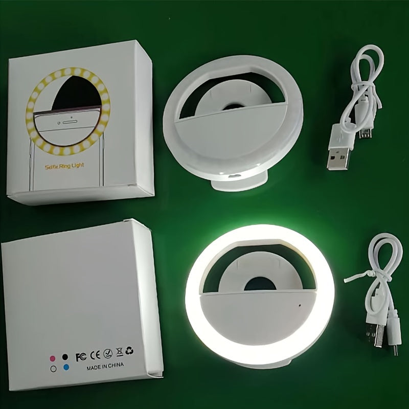 Good Quality LED Selfie Ring Light Battery Rechargeable Ring Lamp For Smart Phone Computer Makeup Warm White Light