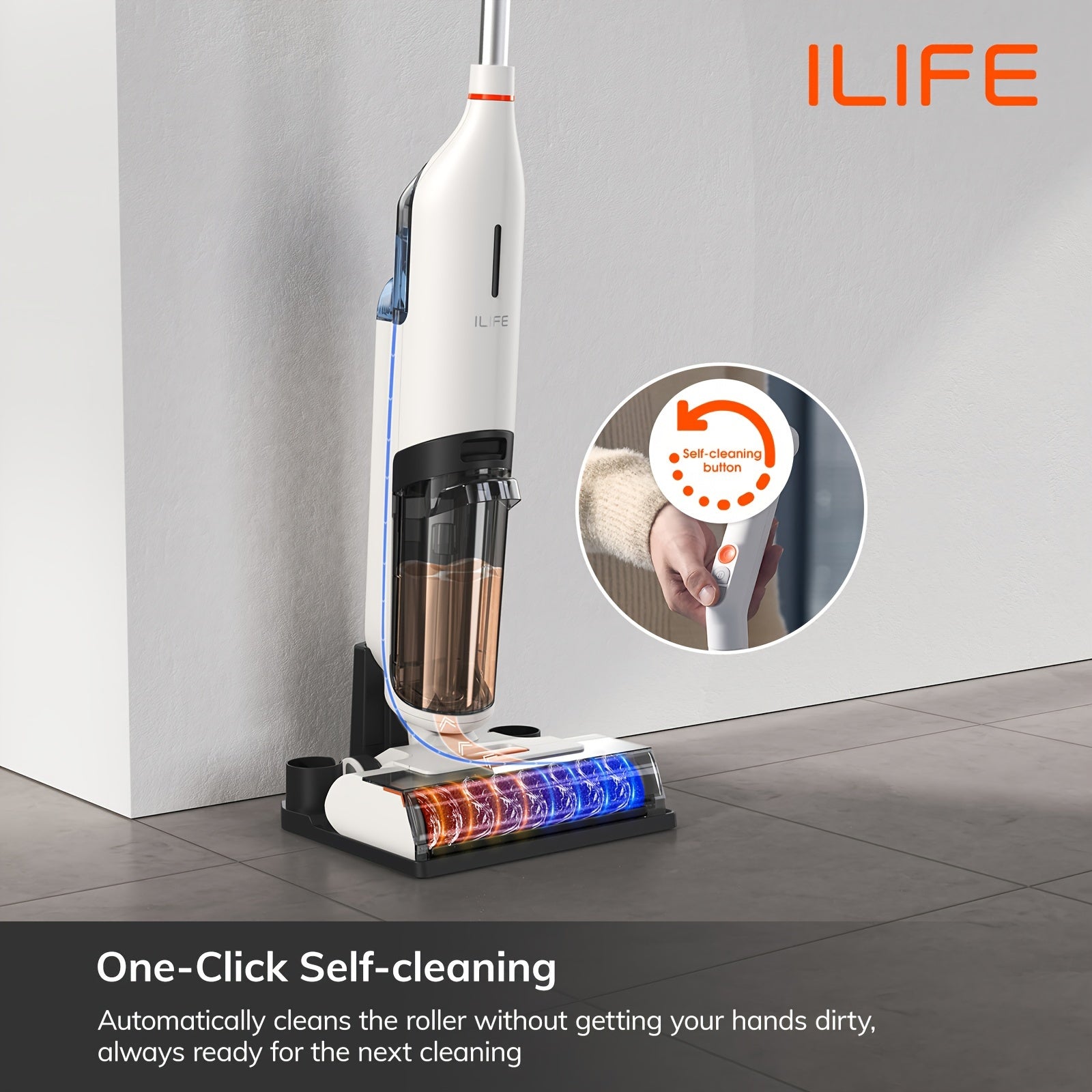 ILIFE W90 Cordless Wet Dry Vacuum Cleaner, All in One Vacuum Mop Hardwood Floor Cleaner, Lightweight One-Step Cleaning