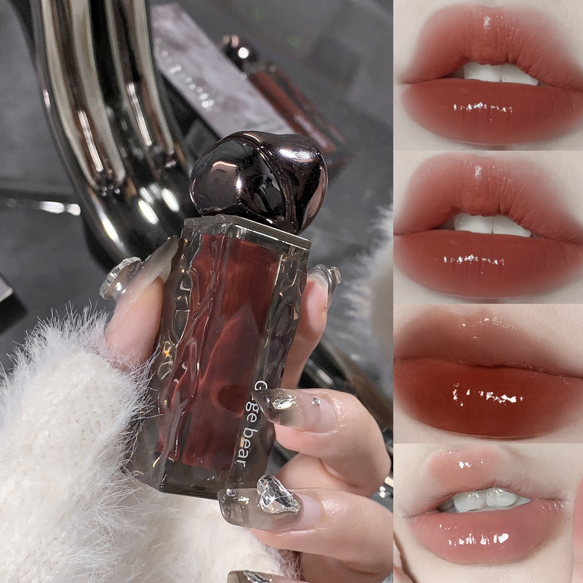 Ice Mountain Lava Moisturizing Lip Glaze Watery Lustrous Mirror Dewy, Lip Lotion Autumn And Winter Tinted Lipstick