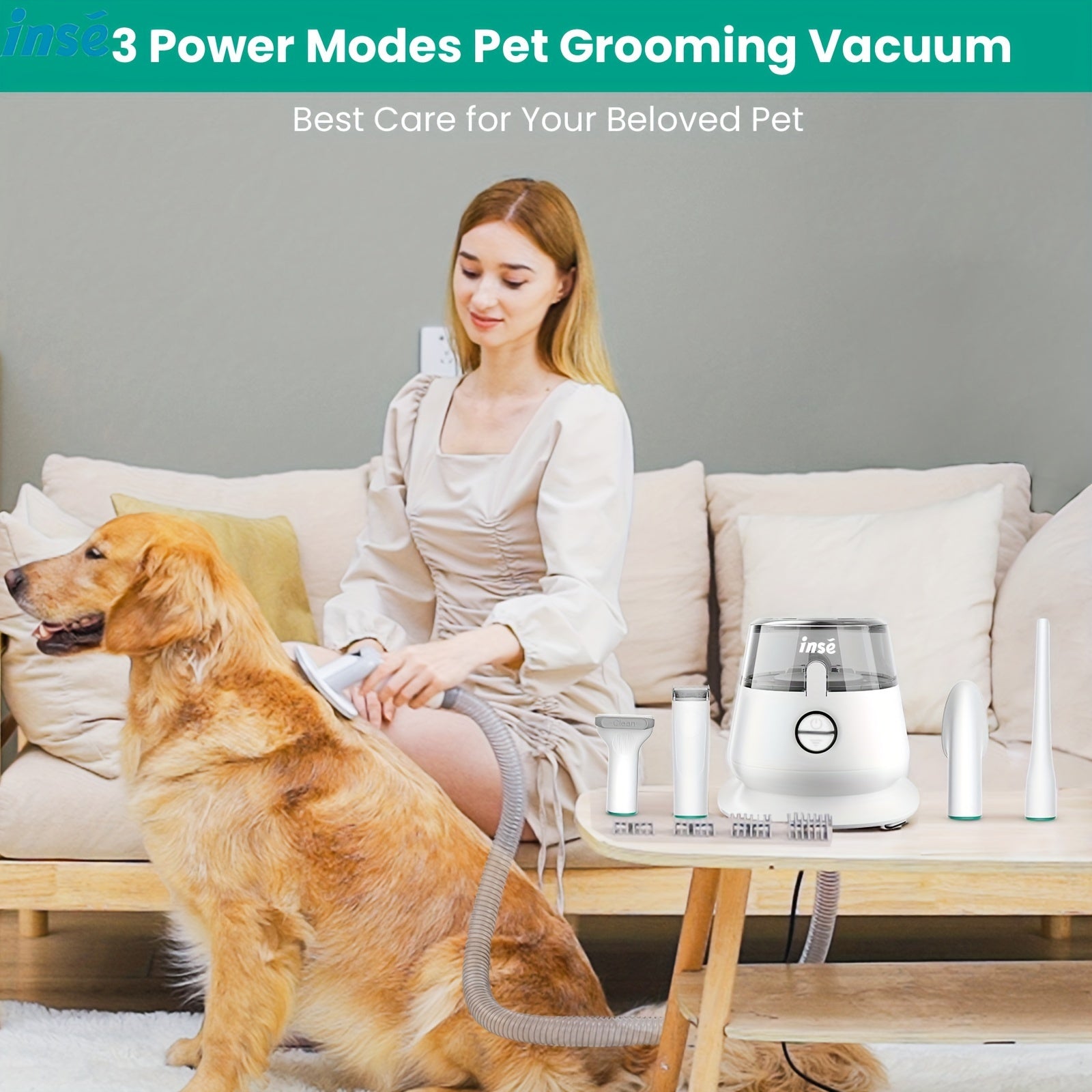 INSE P20 Pet Grooming Vacuum Cleaner, 17KPa powerful suction power, 5-in-1 multifunctional  hair vacuum cleaner