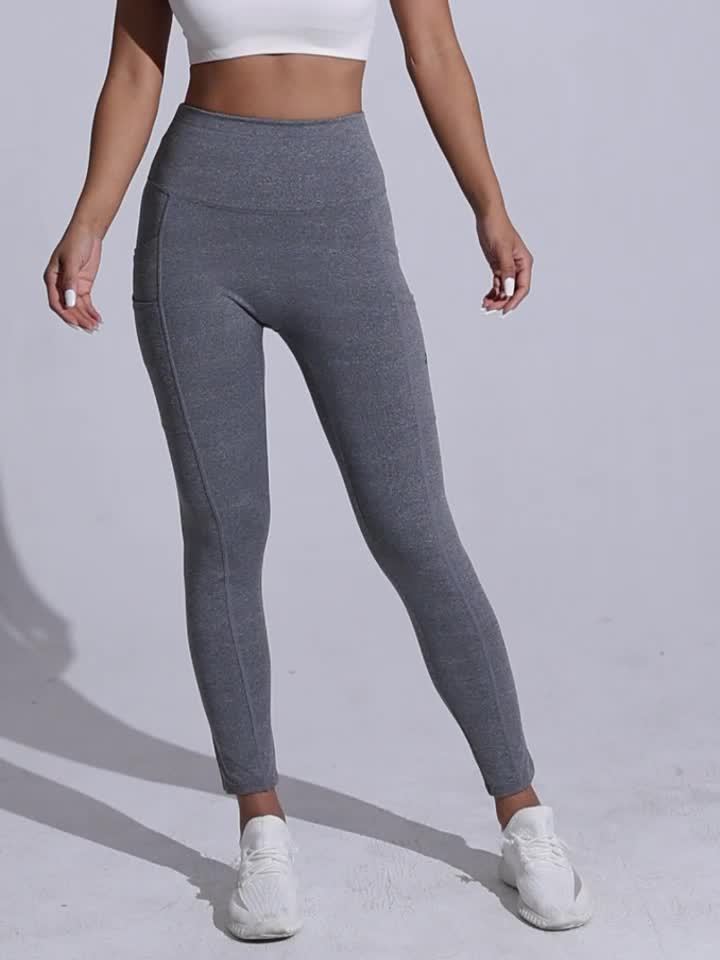 Seamless High Rise Leggings, Butt Lifting Leggings With Phone Pockets, Women's Underwear & Shapewear