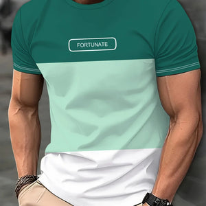 Casual Men's T-shirt Gradient Color 3D Short Sleeve Top