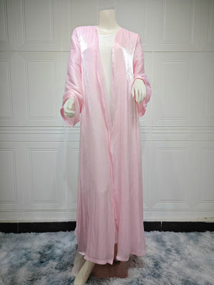 Muslim Robe Dubai Outerwear Bright Silk Dress