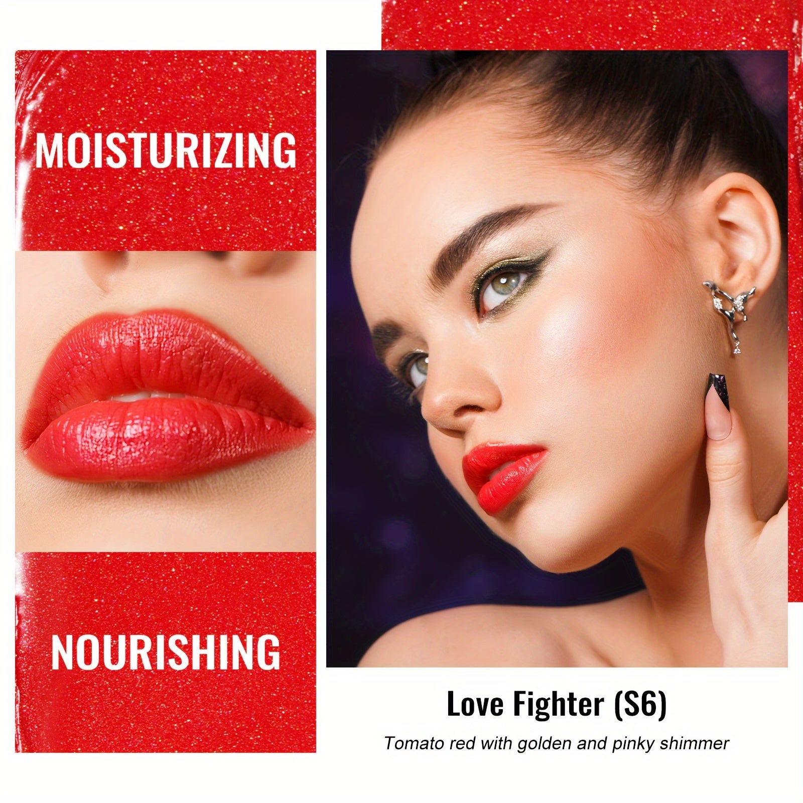 Oulac Red Lipstick 3 Pcs Set - Includes Metallic, Infinity Moisture, Moisture Shine Lipsticks,