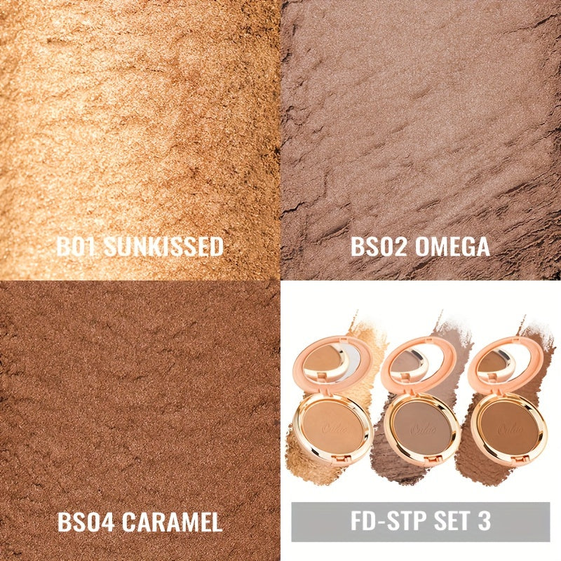 Oulac Matte Bronzer Powder Face Makeup with Mirror - Natural SunKissed Bronzer Look,