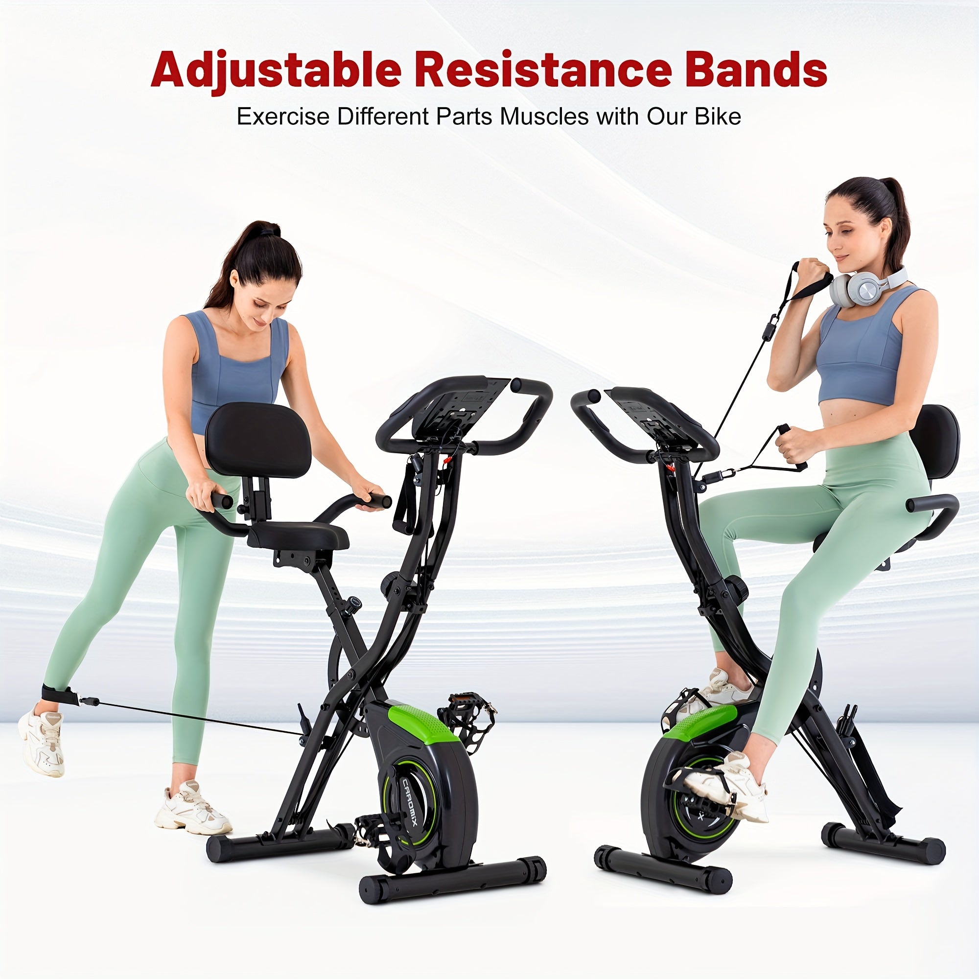 Folding Exercise Bike, 4 in 1 Stationary Bike for Home Workout with 16-Level Adjustable Resistance, Indoor Cycling Bike with 330LB Capacity