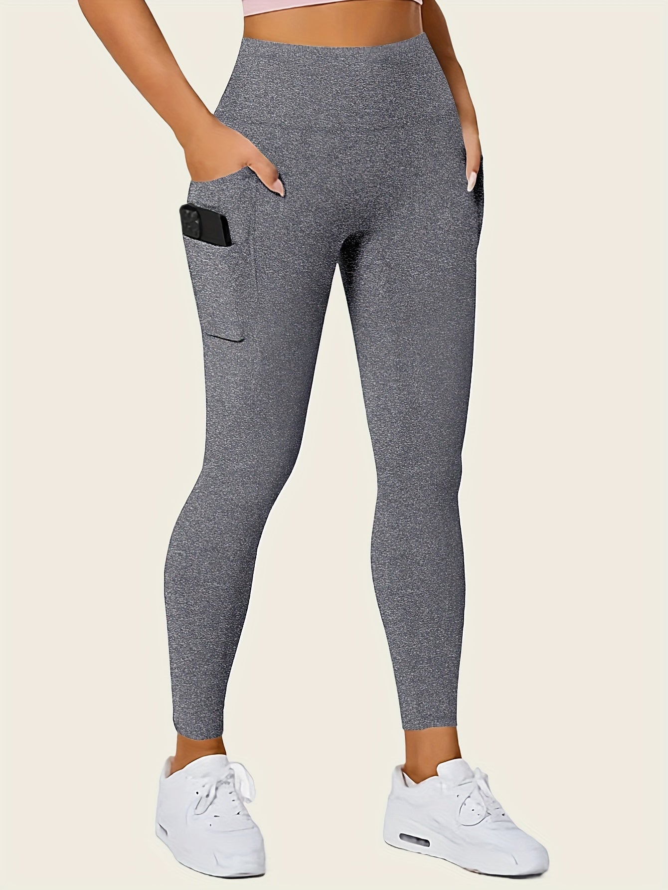 Seamless High Rise Leggings, Butt Lifting Leggings With Phone Pockets, Women's Underwear & Shapewear