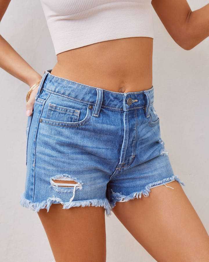 Tassel High Waist Ripped Denim Shorts